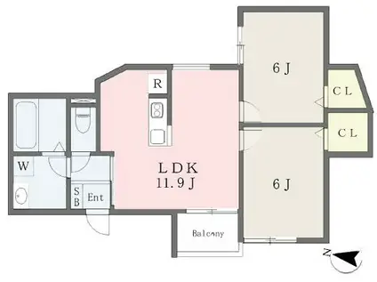 春とそよ風のフィオーレ S APT.玉津町(2LDK/2階)の間取り写真
