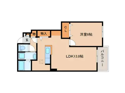 メゾン城東II(1LDK/1階)の間取り写真