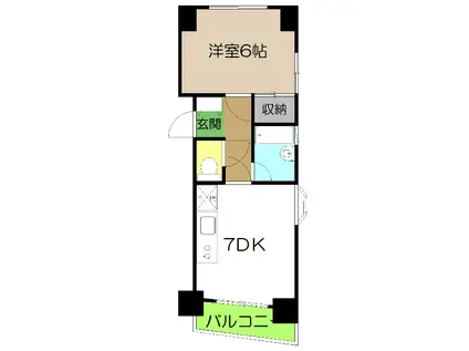 フラットパイン廿代(1DK/3階)の間取り写真