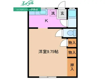 ぽぽちゃん船江(1K/2階)の間取り写真