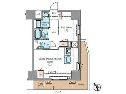 ラグゼナ北千住II(1LDK/13階)の間取り写真