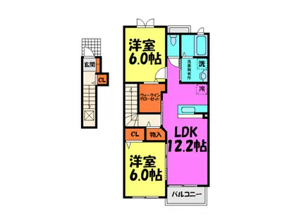 カピラ Ⅰ(2LDK/2階)の間取り写真