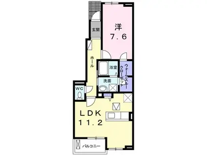 アウローラ古祖原A(1LDK/1階)の間取り写真