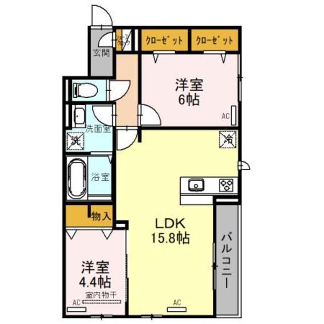 クラシスト堺東(2LDK/1階)の間取り写真