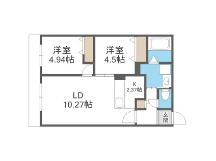 S-RESIDENCE医大南ALTIER(2LDK/2階)の間取り写真