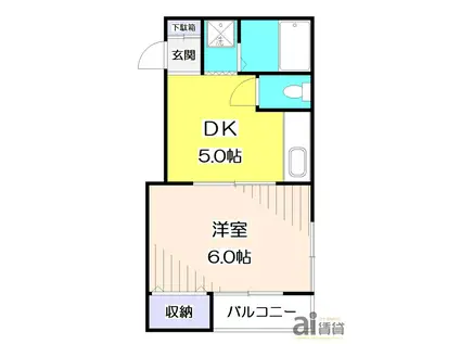 クレール下清戸(1K/1階)の間取り写真