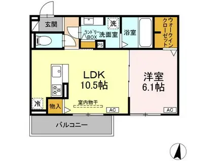 Uリッチトリシア(1LDK/2階)の間取り写真