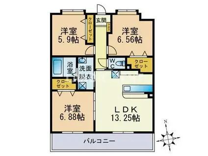 LEGEND小笹(3LDK/2階)の間取り写真