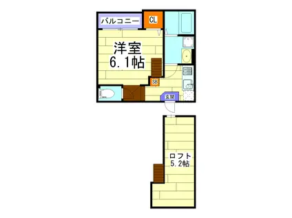 ラテール滝井(1K/1階)の間取り写真