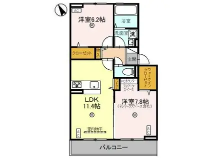 グランコンフォール神ノ川(2LDK/2階)の間取り写真