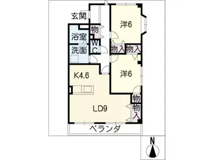 シルクピア大西B棟(2LDK/2階)の間取り写真
