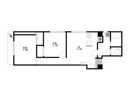 ドメス稲田堤ビル(2DK/4階)の間取り写真