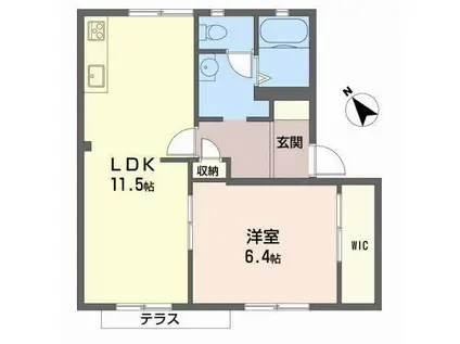 坂の久保ハイツE棟(1LDK/1階)の間取り写真