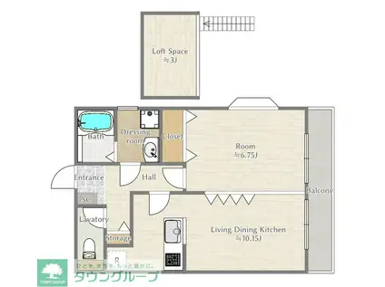 アメリカンリバティーイーハトーブ(1LDK/1階)の間取り写真