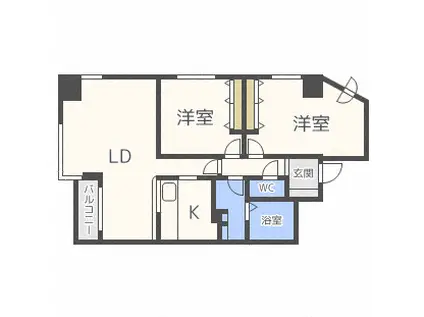パークヒルズ南10条(2LDK/9階)の間取り写真