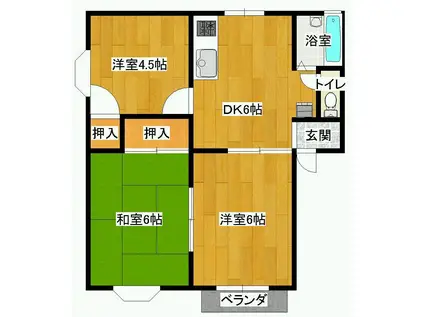 グリーンアヴェニューA(3DK/1階)の間取り写真