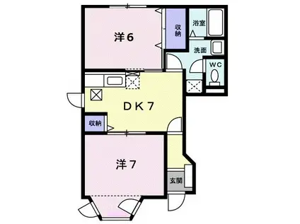 スカイビレッジD(2DK/1階)の間取り写真