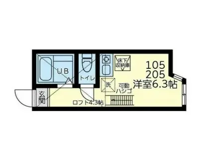 ユナイト田浦ロペス・ホルティージョ(1K/1階)の間取り写真