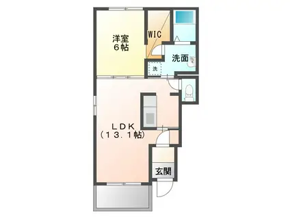 HEART未来政枝(1LDK/2階)の間取り写真