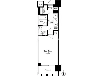 プライマル新宿若松町学生・社会人にオススメ初期費(1K/2階)の間取り写真