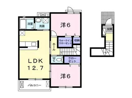 ジュテーム(2LDK/2階)の間取り写真