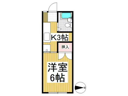 オーロラ上田(1K/2階)の間取り写真