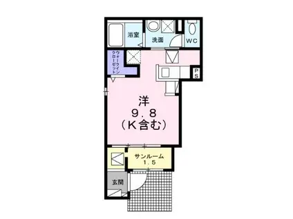 ハルカス(ワンルーム/1階)の間取り写真