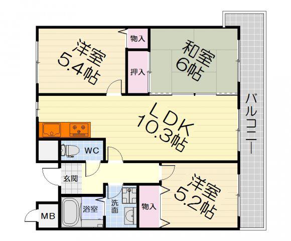 グレイスコート深井(3LDK/2階)の間取り写真