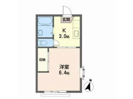 ラフォーレハイツ(1K/2階)の間取り写真