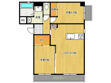 キャッスル玉名(2LDK/2階)の間取り写真