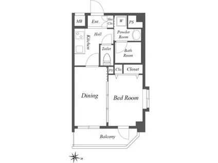 グリーンフィールド小竹向原(1DK/2階)の間取り写真