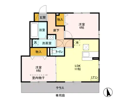D-ROOM ラコントル C 101(2LDK/1階)の間取り写真