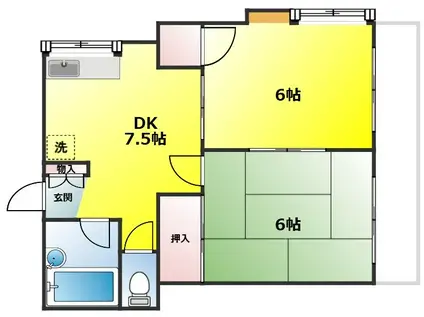 第2石井コーポ(2DK/2階)の間取り写真