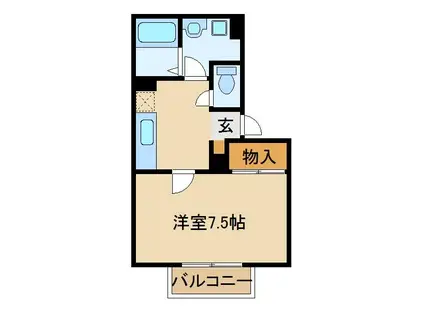 ウィステリア(1K/1階)の間取り写真