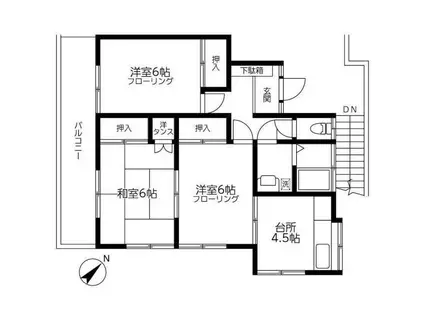ハイコーポ松本屋(3K/2階)の間取り写真