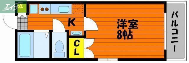 ベンハウス大元(1K/2階)の間取り写真
