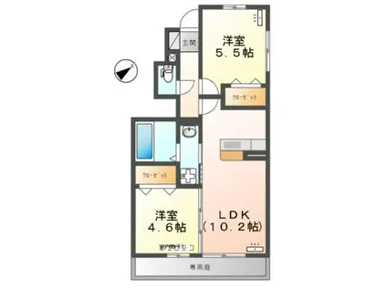 プリマヴェーラD(2LDK/1階)の間取り写真