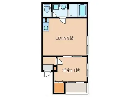 アクアブラン貝塚(1LDK/1階)の間取り写真