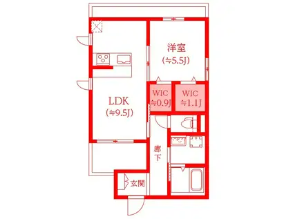 GRAND SOLEIL 和田(1LDK/4階)の間取り写真