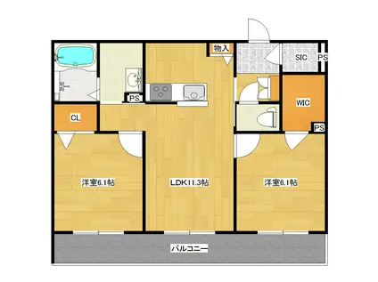 サンライズ(2LDK/2階)の間取り写真