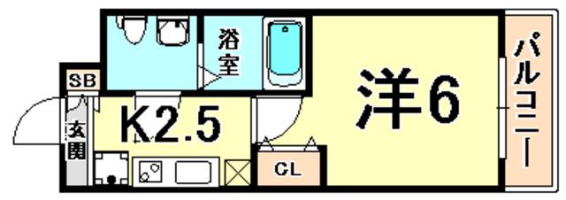 アリビオ立花1(1K/6階)の間取り写真