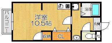 東園田イーストハイツ(ワンルーム/4階)の間取り写真
