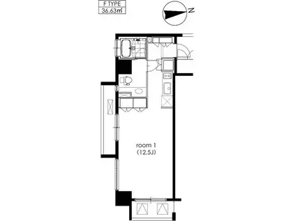 カスタリア芝公園(ワンルーム/4階)の間取り写真