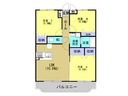 ARC HILLS A(3LDK/3階)の間取り写真