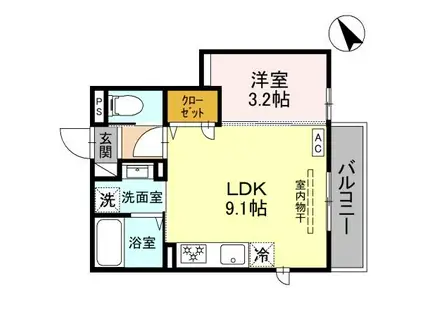 ザ トラングイル(1LDK/2階)の間取り写真