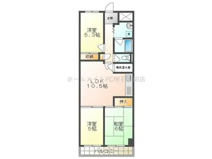 藤和明石公園ハイタウン(3LDK/8階)の間取り写真