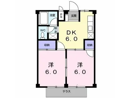 コーポラスY(2DK/1階)の間取り写真
