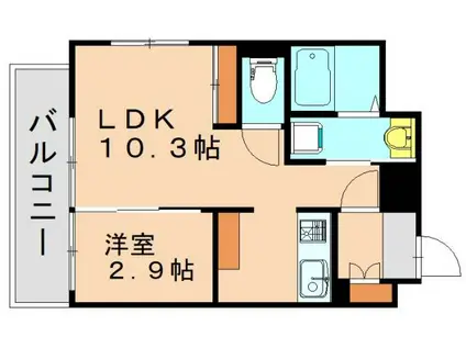 アベニュー黒崎(1LDK/8階)の間取り写真