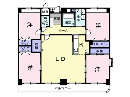 クラシオン・ルガールイシカワ(4LDK/5階)の間取り写真