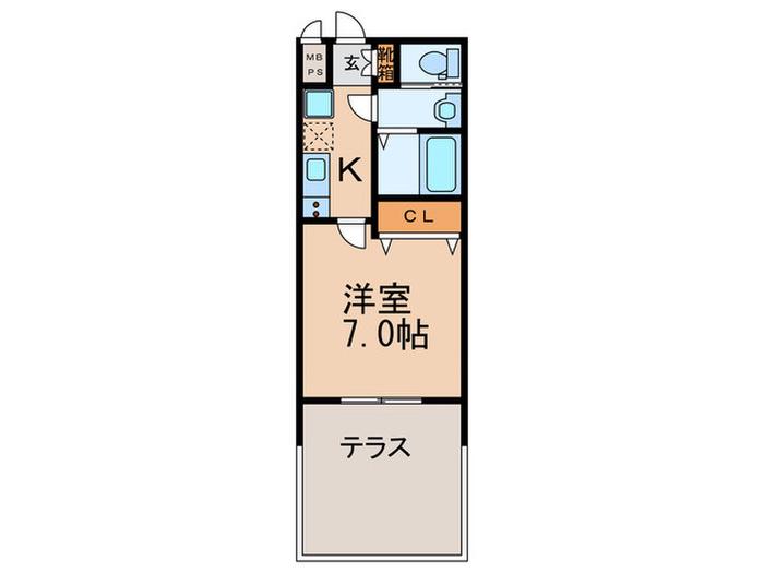 ウインズコート井口堂(1K/1階)の間取り写真